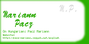 mariann pacz business card